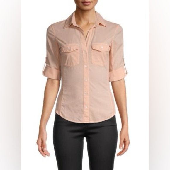James Perse Light Pink Contrast Panel Shirt Size L (3) - Picture 1 of 6